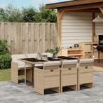 vidaXL 7-delige Tuinset met kussens poly rattan beige, 6 zitplaatsen, Nieuw, Tuinset, Verzenden