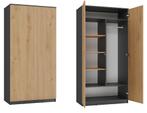 Kledingkasten SD antraciet eiken 4 legplanken roedestang, Huis en Inrichting, Kasten | Kledingkasten, Verzenden, Nieuw, 50 tot 100 cm
