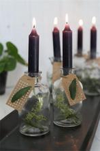 Kaarsen Taper candle Zwart h.11 cm set van 7 past in fles, Ophalen of Verzenden, Nieuw
