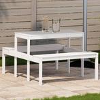 vidaXL Picknicktafel 110x134x75 cm massief grenenhout wit, Tuin en Terras, Verzenden, Nieuw