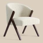 *WOONWINKEL* Beige Fauteuil Met Walnoot Hout, Huis en Inrichting, Fauteuils, Verzenden, Nieuw, Stof