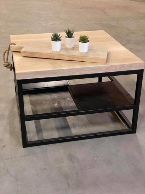 Houten salontafel vierkant - 4cm dik eiken, Huis en Inrichting, Tafels | Salontafels, Nieuw, Verzenden