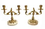 Kandelaar (2) - Marmer, Brons