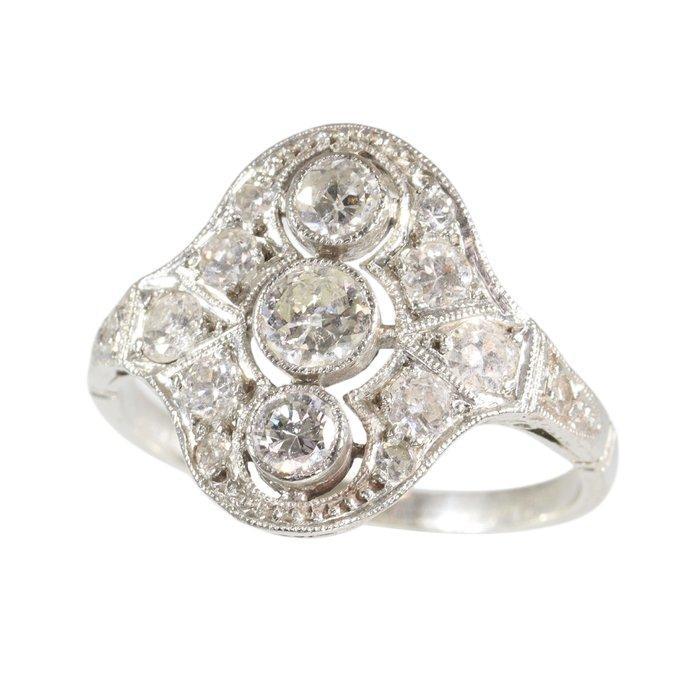 Ring Platina - 1.10ct. tw. Diamant (Natuurlijk) - Art Deco, Sieraden, Tassen en Uiterlijk, Ringen