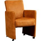 Leren eetkamerstoel Elegant - Kenia Cognac (cognac) - Met, Ophalen of Verzenden, Nieuw, Leer, Eigentijds, Modern