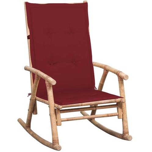 vidaXL Schommelstoel met kussen bamboe, Tuin en Terras, Tuinstoelen, Nieuw, Hout, Verzenden