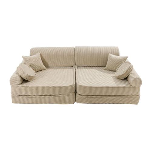 Corduroy kinderbank ecru – 4-delige speelbank (speelkussen, Kinderen en Baby's, Kinderkamer | Inrichting en Decoratie, Nieuw, Ophalen of Verzenden