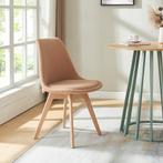 Eetkamerstoelen Fläten set van 4 stuks bouclé taupe en natur, Huis en Inrichting, Verzenden, Nieuw