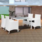 vidaXL 5-delige Tuinset poly rattan crèmewit, Tuin en Terras, 4 zitplaatsen, Nieuw, Tuinset, Verzenden