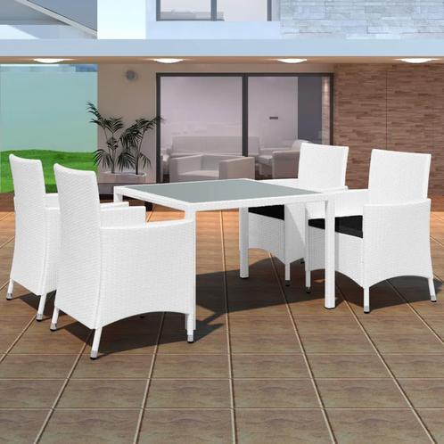 vidaXL 5-delige Tuinset poly rattan crèmewit, Tuin en Terras, Tuinsets en Loungesets, Tuinset, Nieuw, 4 zitplaatsen, Rotan, Verzenden