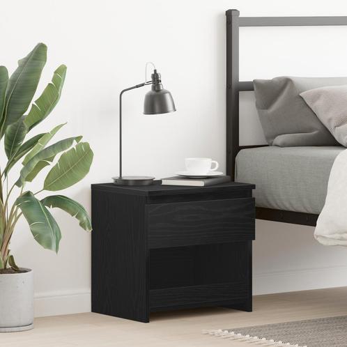 vidaXL Nachtkastje Zwart Eiken 40x30x39 cm Bewerkt Hout, Huis en Inrichting, Slaapkamer | Nachtkastjes, Nieuw, Minder dan 45 cm