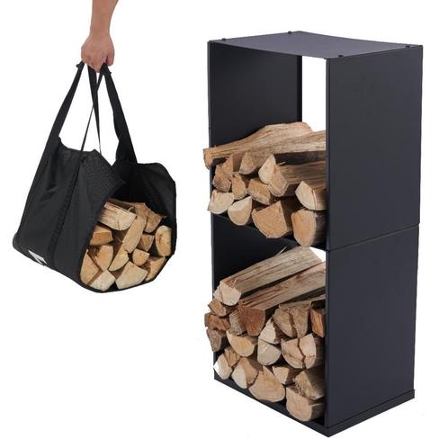 Houtopslag | Brandhoutrek | Houtrek | 40x28x80cm | Staal, Tuin en Terras, Haardhout, Blokken, Minder dan 3 m³, Overige houtsoorten