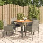 vidaXL 5-delige Tuinset met kussens poly rattan grijs, 4 zitplaatsen, Nieuw, Tuinset, Verzenden
