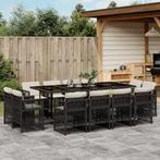 vidaXL 13-delige Tuinset met kussens poly rattan zwart, 2 zitplaatsen, Nieuw, Tuinset, Verzenden