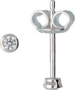 Silver Lining solitaire oorknoppen - zilver - zirkonia - Ø2, Verzenden, Nieuw