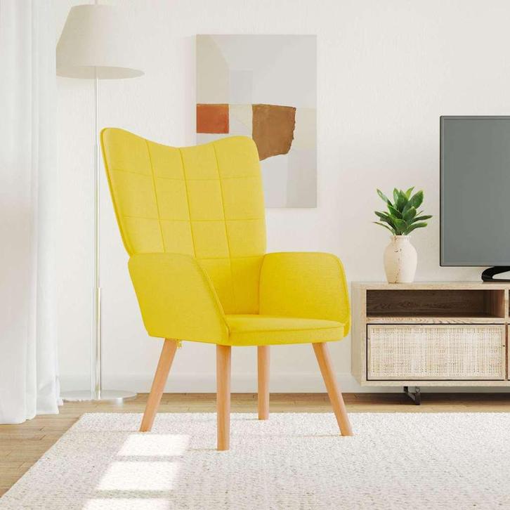 vidaXL Relaxstoel stof mosterdgeel, Huis en Inrichting, Fauteuils, Nieuw, Verzenden