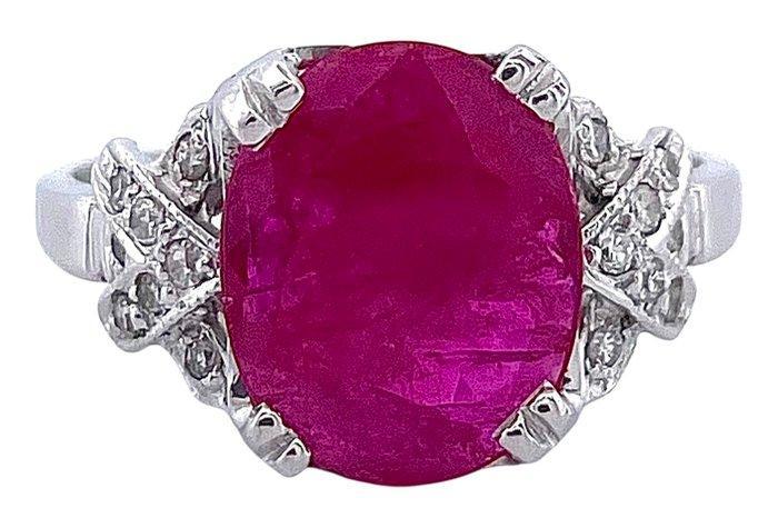 Ring Platina Robijn - Diamant, Sieraden, Tassen en Uiterlijk, Ringen