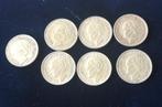 7 zilveren dubbeltjes 1936-37-38-41-41 Wilhelmina, Zilver, Koningin Wilhelmina, 10 cent, Losse munt