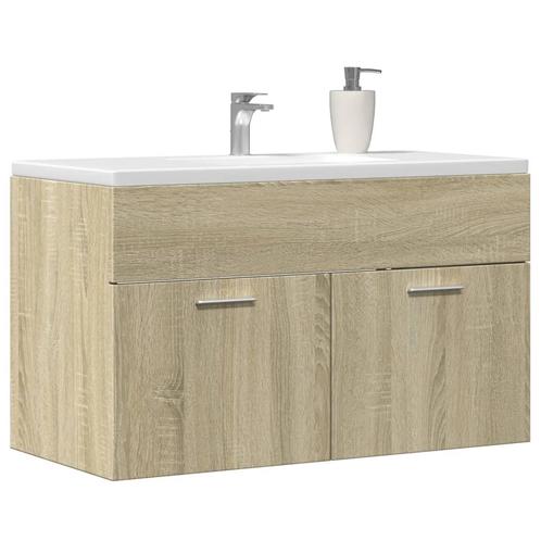 vidaXL Wastafelkast 90x38,5x46 cm bewerkt hout sonoma, Huis en Inrichting, Badkamer | Badkamermeubels, Nieuw, Minder dan 100 cm