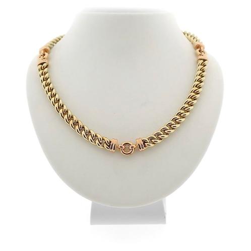 Bicolor gouden gourmet schakel collier | 45 cm (witgoud), Sieraden, Tassen en Uiterlijk, Kettingen, Overige kleuren, Gebruikt