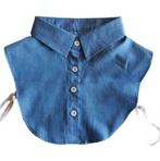 NIEUW!  Blouse kraagje denim - blauw - jeans met puntkraag, Nieuw, Blauw, Maat 38/40 (M), Losse Blouse Kraagjes