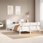 vidaXL Bed met boekenkast zonder matras grenenhout wit, Verzenden, Wit, Nieuw, 190 cm of minder