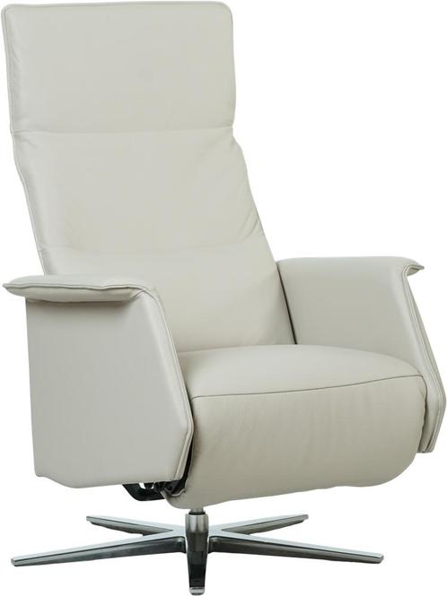 Crème leren moderne relaxstoel - met stervoet chroom - zitho, Huis en Inrichting, Fauteuils, 75 tot 100 cm, Nieuw, 50 tot 75 cm