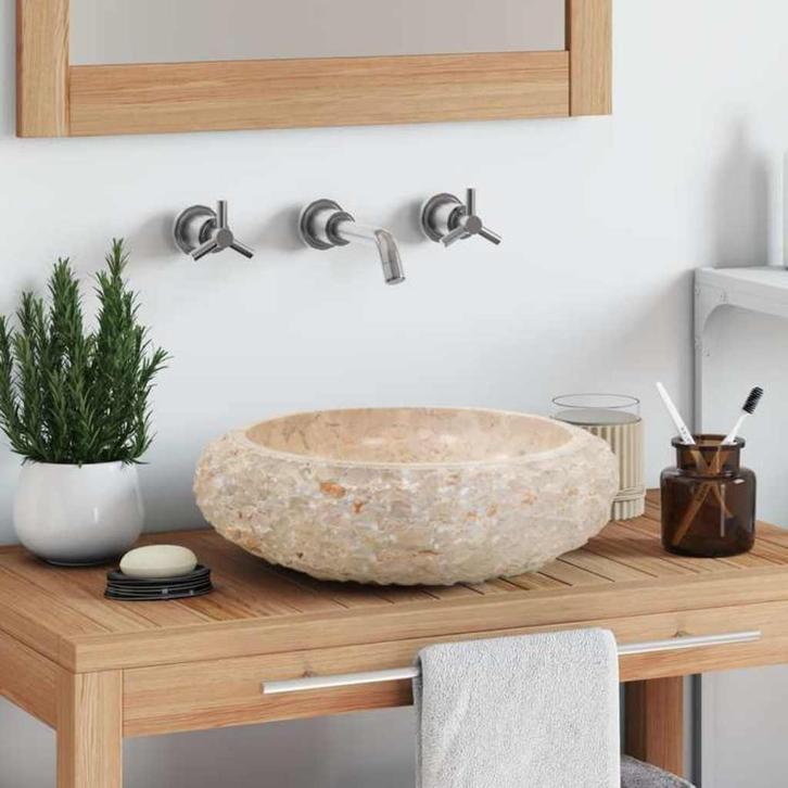 vidaXL Gootsteen 40x12 cm marmer crème, Doe-het-zelf en Verbouw, Sanitair, Nieuw, Verzenden