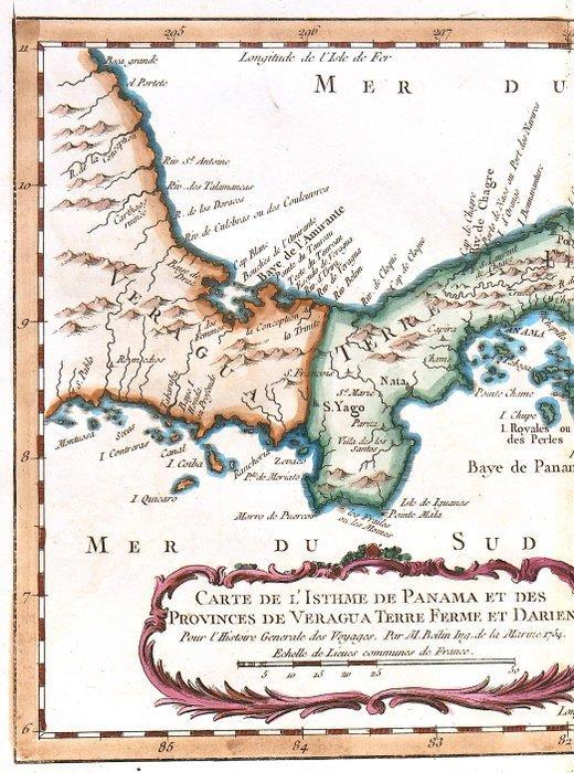 Central america - Panama, Costa Rica; N. Bellin - Carte de, Boeken, Atlassen en Landkaarten