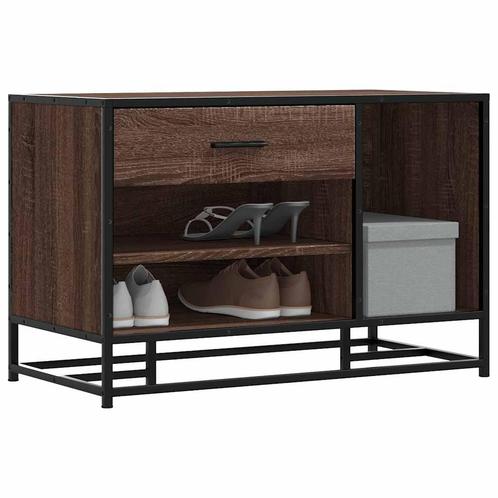 vidaXL Schoenenbank 80x40x53,5 cm bewerkt hout en metaal, Huis en Inrichting, Banken | Voetenbanken en Poefen, Nieuw, Verzenden