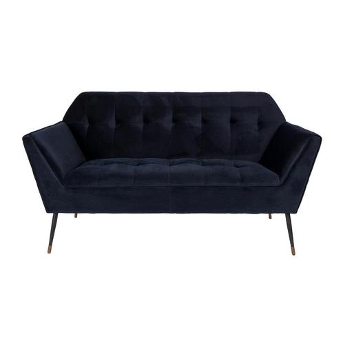 *WOONWINKEL* Dutchbone Kate Retro Bankje Fluweel Blauw, Huis en Inrichting, Banken | Bankstellen, Nieuw, Verzenden