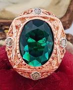 Zonder minimumprijs - Ring - 9 kt. Roségoud, Zilver Smaragd, Nieuw
