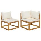 Bankstel Acaciahout Cremewit - 55% Korting! Retourdeal, Huis en Inrichting, Banken | Sofa's en Chaises Longues, Minder dan 75 cm
