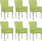 Set van 6 Felgroene leren moderne eetkamerstoelen - met arml, Huis en Inrichting, Stoelen, Overige kleuren, Nieuw, Leer, Ophalen of Verzenden