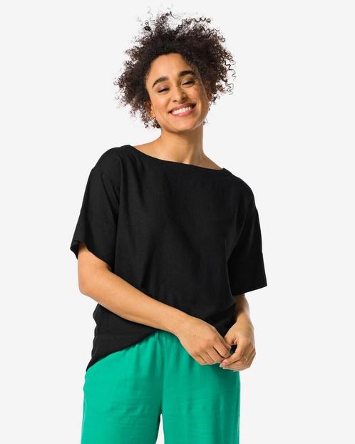 HEMA Dames top Riley met linnen zwart, Kleding | Dames, Overige Dameskleding, Nieuw, Verzenden