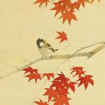 Red Maple Autumn Leaves and Little Bird with Original Box, Antiek en Kunst