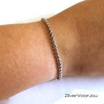 Zilveren 3 mm ronde box schakel armband, Verzenden, Nieuw, Zilver