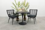 Jasmine/Toscara ronde bistroset Ø90 cm. - Zwart/Keramiek, Verzenden, Nieuw, Wicker, Tuinset