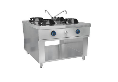 GGM Gastro | Gas wok fornuis - 56 kW - 4 kookzones - incl. 2, Witgoed en Apparatuur, Fornuizen, Inbouw, Nieuw, Verzenden