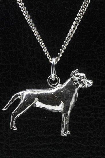 Zilveren Amerikaanse staffordshire terrier oren ongecoupe..., Sieraden, Tassen en Uiterlijk, Kettinghangers, Verzenden