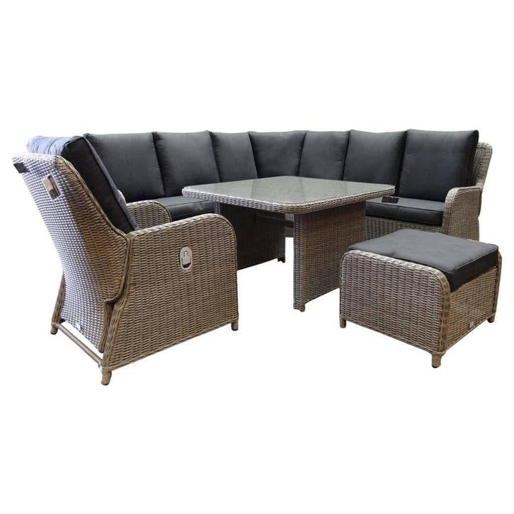Bilbao hoek dining loungeset 6 delig grijs, Tuin en Terras, Tuinsets en Loungesets, Nieuw, Wicker, Ophalen of Verzenden