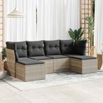 vidaXL 6-delige Loungeset met kussens poly rattan lichtgrijs, 6 zitplaatsen, Nieuw, Loungeset, Verzenden