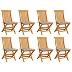 vidaXL Tuinstoelen 8 st met grijs geruite kussens massief, Verzenden, Nieuw, Hout