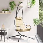 vidaXL Hangstoel met standaard en kussen in beige, Verzenden, Nieuw, Metaal