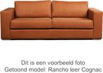 Gebroken witte leren moderne 3-zitsbank - poot hout zwart -, Ophalen of Verzenden, Rechte bank, Modern, 200 tot 250 cm