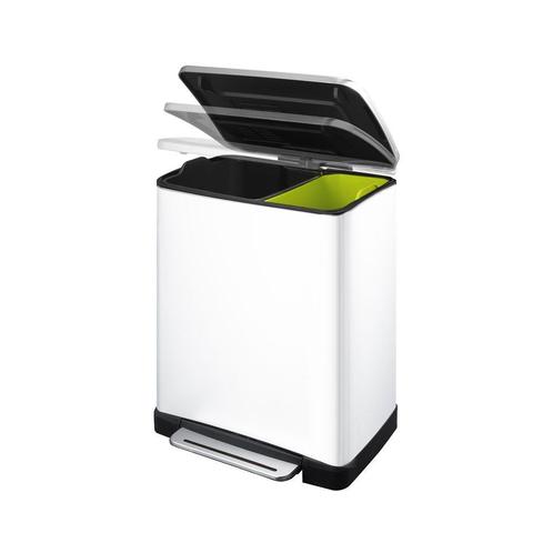 EKO Pedaalemmer E-Cube recycling 28+18 ltr - Wit, Huis en Inrichting, Woonaccessoires | Prullenbakken, Nieuw, Verzenden