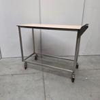 Mooie stevige RVS transportwagen met TRESPA blad op geremde, Doe-het-zelf en Verbouw, Ophalen of Verzenden, Nieuw