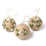 Kerstballen Vilt - Mistletoe Large - 8cm - Set 3 Stuks - Bei, Diversen, Kerst, Ophalen of Verzenden, Nieuw