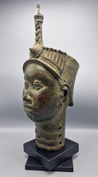 PRACHTIGE BRONZEN OBA HOOFD - beni-edo - Nigeria (Zonder, Antiek en Kunst, Kunst | Niet-Westerse kunst