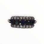 Ring - 14 karaat Geel goud Diamant (Natuurlijk) - Saffier, Sieraden, Tassen en Uiterlijk, Ringen, Nieuw